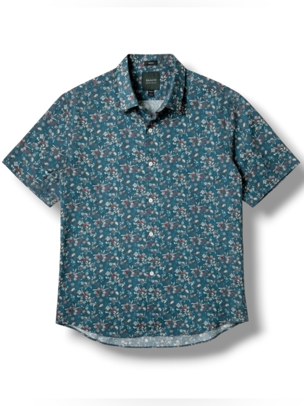 01.ALGO Men’s Shirt Non-Stretch Floral Button Up Blue Large